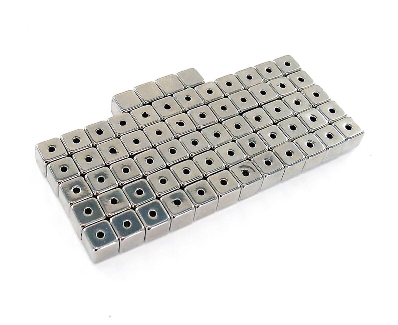 Bead Clasp Square Hematite Beads Silver Cube Etsy