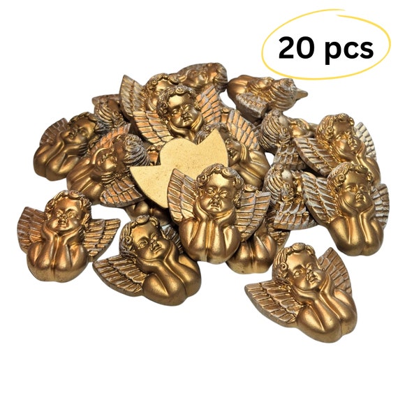 Flat Back Ceramic Cabochons, Angels Embellishments Pendants for Fridge Magnets Supplies, DIY Craft Ornaments, 2 Colors, Pack of 20 pcs