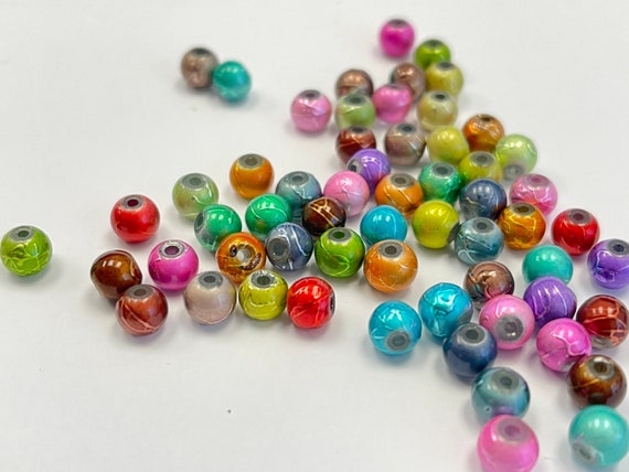 Glass Beads Bulk - Silver Lining Pastel Beads - DIY Supplies For Jewelry Making - Round Jewelry Making Glass Beads, 6mm, Multicolor 60pcs