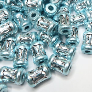 Aluminum Drop Round Beads, Silver Blue Beads for Bracelets Necklace Jewelry  Making, Big Hole Spacer Beads Bulk Gift for Beader, 105 Pcs 