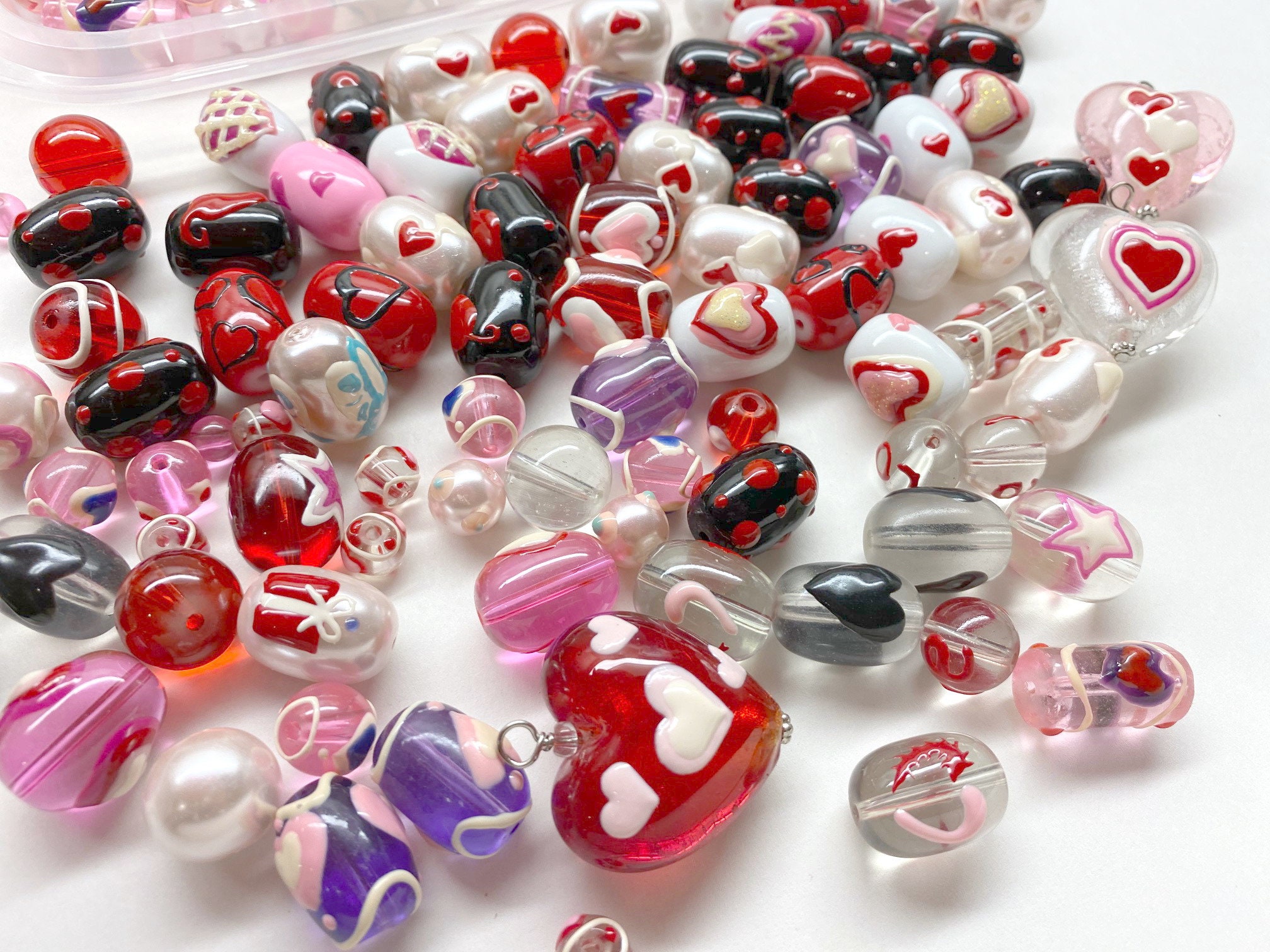 Hearts Beads For Jewelry Making Glass Beads Bulk For Etsy