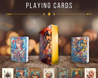 Renaissance Playing Cards Luxury Gold Gilded Poker Stained Glass Art Collector Set