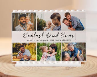 Cool Dad Custom Photo Building Blocks: Father's Day Gift from Kids, Dad Photo Polaroid Photo Strip Gift, New Dad Gift, Gamer Dad Gift