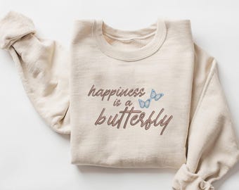 Happiness Is A Butterflly Lana Del Rey Embroidered Sweatshirt