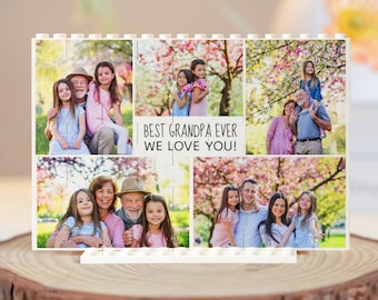 Best Grandpa Ever Custom Photo Building Blocks: Father's Day Gift from Kids, Dad Photo Polaroid Photo Strip Gift, New Dad, Gamer Dad Gift