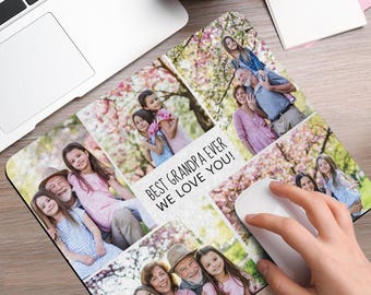 Personalized Best Grandpa Desk Mat from Photo, Custom We Love You Dad Mouse Pad, Father’s Day Gift for Husband, Daddy Picture Mouse Mat