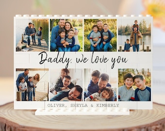 Personalized Photo Puzzle Blocks, LEGO-Compatible Gift for Daddy, Father’s Day Gift, Daddy We Love You Building Set, Family Memory Wall Art