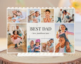 Personalized Photo Puzzle Blocks, LEGO-Compatible Gift for Daddy,Custom Father’s Day Gift, BEST DAD Building Set, Family Memory Wall Art
