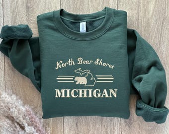 North Bear Shores Michigan Embroidered Crewneck Inspired by Beach Read | Emily Henry Sweatshirt | Booktok | Book Merch | Book Gifts