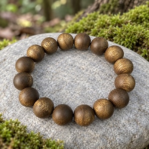Naturligt vietnamesiskt agarträarmband, Oud-trämalapärlor, zenmeditationssmycken, buddhistiskt bönearmband, andlig gåva