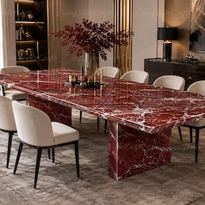 Rosso Levanto Italiaanse marmeren eettafel | Moderne rechthoekige stenen vergadertafel