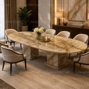 Luxury Honey Onyx Table Oval, Natural Stone Table, Gold Vein Marble Table, Custom Onyx Table, Luxury Dining Furniture, Statement Table