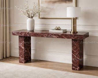 Rosso Levanto Red Marble Console Table | Luxury Entryway Table | Dramatic Stone Furniture | Bespoke Marble Console | Living Room Decor