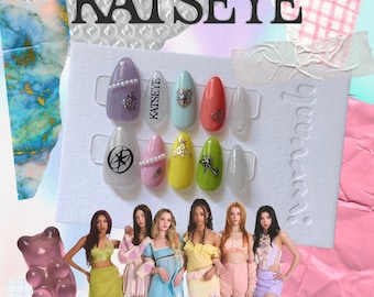 Kpop Inspired Press On Nails | KATS Wild World Tour | Y2K Version1