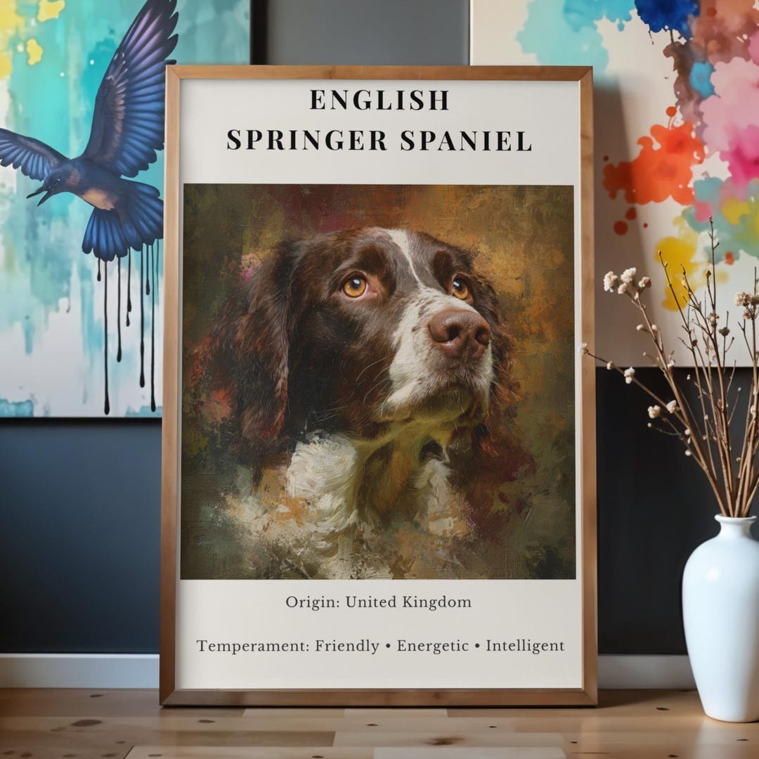 Springer Spaniel Print English Springer Spaniel Dog Portrait | UK Origin Art Print | Dog Home ...