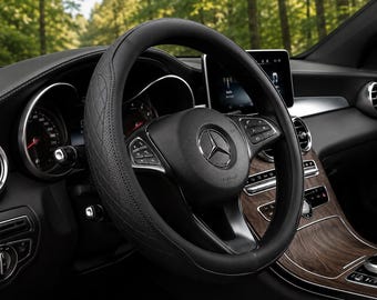 Napa Leather Steering Wheel Cover – Perforated Breathable Non-Slip Grip, Universal Car Interior Accessory for Most Vehicles