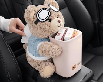 Car Tissue Holder & Trash Can 2-in-1 – Armrest Organizer Storage Box, Space Saving Car Accessories, Auto Interior Gadget Gift for Drivers