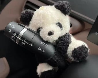 Panda Gear Shift Knob Cover – Cute Plush Car Shifter Sleeve, Anti-Slip Cartoon Interior Decor, Funny Car Accessory Gift