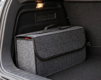 Car Trunk Organizer Felt Storage Box – Large Anti-Slip Boot Compartment, Foldable Auto Storage Bag, Car Interior Accessories