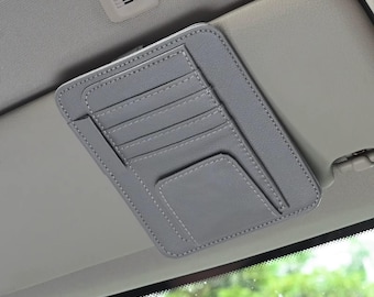 Car Visor Organizer PU Leather – Multi Pocket Storage Holder for Cards Glasses Documents, Sun Visor Car Interior Accessories