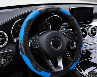 PU Carbon Fiber Leather Steering Wheel Cover – Universal Non-Slip Auto Wheel Protector, Soft Grip Interior Accessory for Cars