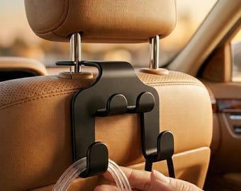 Car Headrest Hook Phone Holder, Back Seat Hanger Mount, Lazy Bracket, Universal Cell Phone Stand for iPhone Samsung, Car Rear Seat Organizer