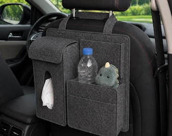Car Back Seat Organizer Felt Bag – Hanging Storage with Pockets, Phone Holder Tissue Storage, Car Interior Accessories Universal Fit
