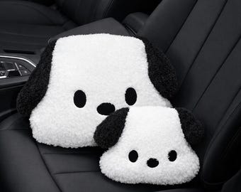 Dog Car Headrest Neck Pillow – Cute Plush Lumbar Support Backrest for Car Seat Neck & Waist Rest Car Interior Accessory Travel Comfort