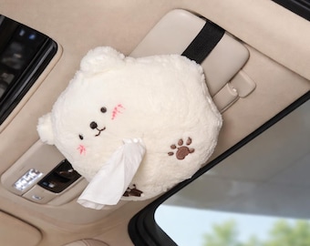 Cute Plush Animal Car Tissue Box Holder - Portable Napkin Tissue Paper Case for Seat Back, Armrest Box & Sun Visor | Car Accessory