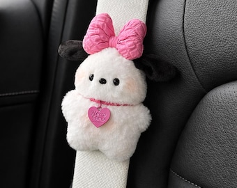 Anime Puppy Car Seat Belt Cover – Plush Shoulder Protector Pad for Car Interior Comfort, Cute Auto Accessory Gift for Kids & Adults