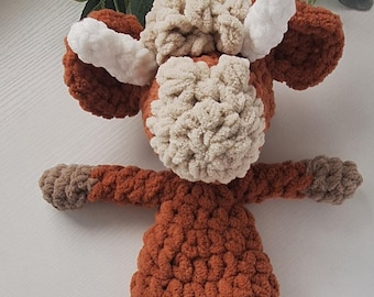 Highland Longhorn Cow Plushie: Knotted Stuffed Animal | crochet cow amigurumi | crochet long horn cow bull | baby farm animals | stuffie