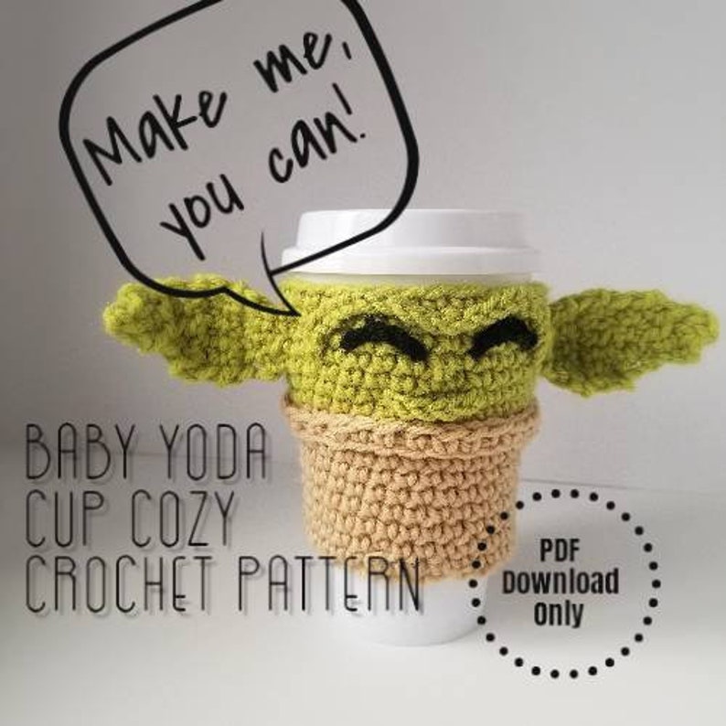 Baby yoda alien Crochet Cup Cozy PATTERN amigurumi new low price image 1