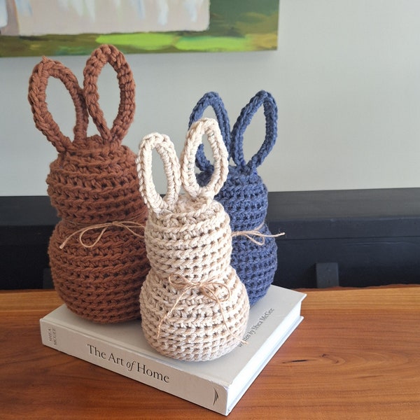 Rustic farmhouse bunny decor, rabbit table decor, crochet bunny for home