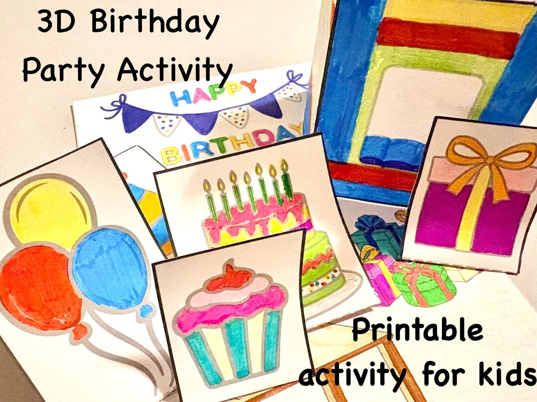 Birthday Party Craft Printable for Kids | 3D Bouncy Castle | Cut and ...