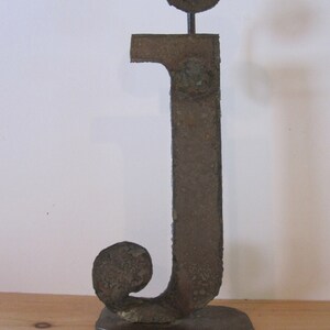 Lowercase metal letter j on stand image 2