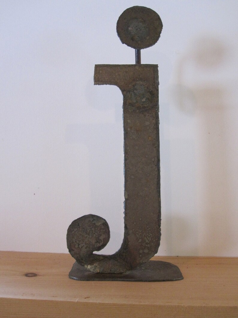 Lowercase metal letter j on stand image 2