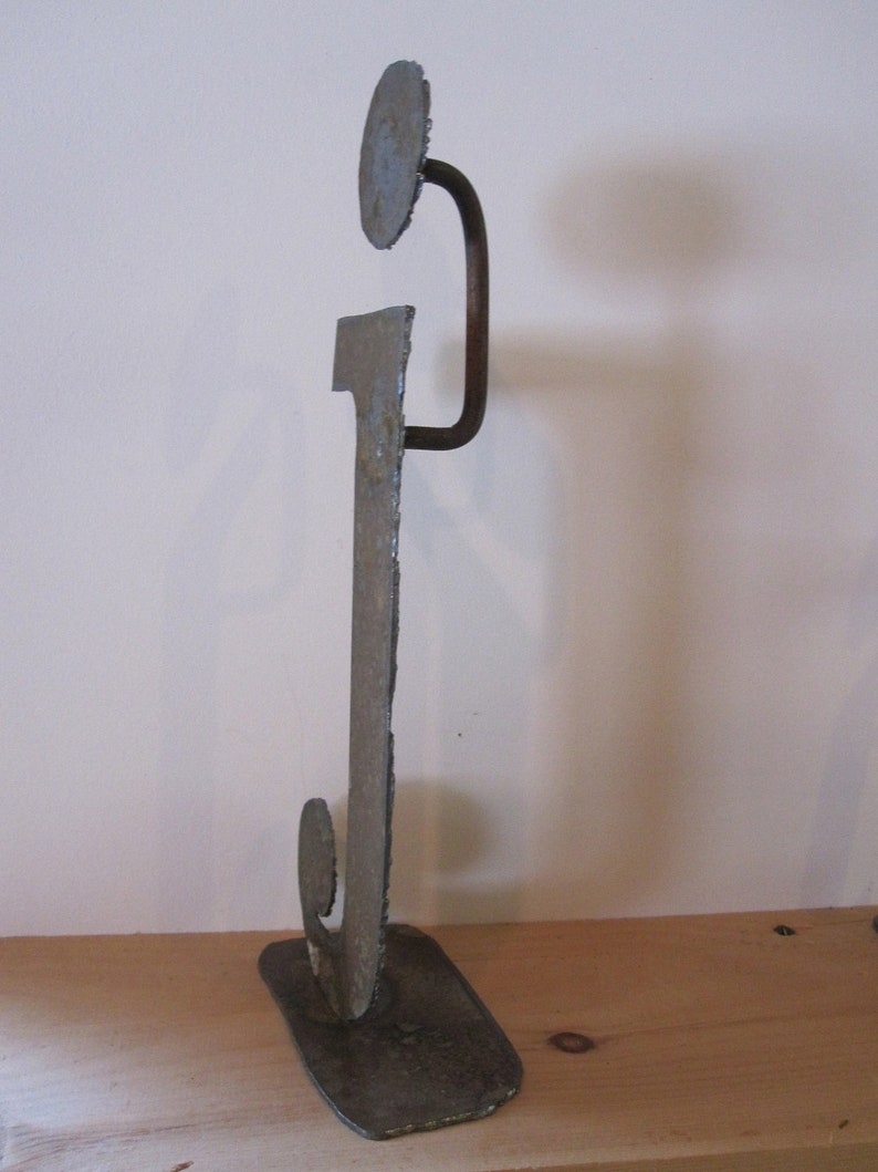 Lowercase metal letter j on stand image 3