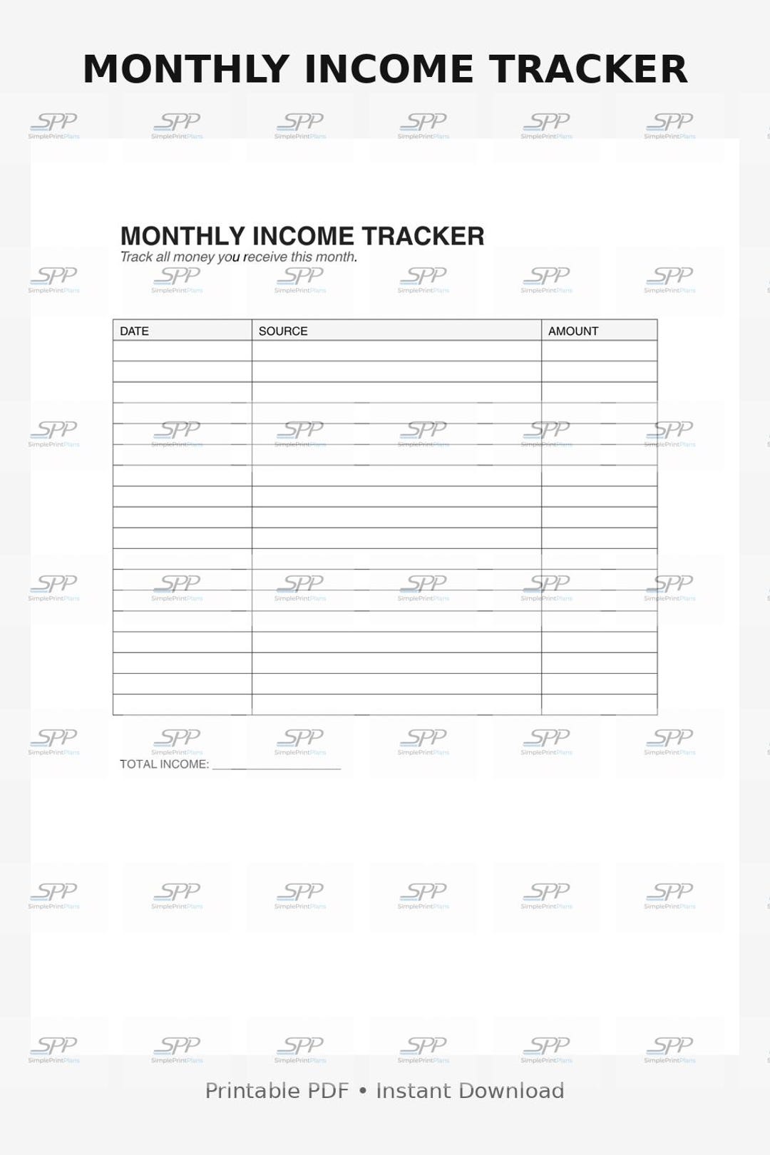 Monthly Income Tracker Printable - Etsy