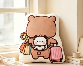 Cute Bear Panda Pillow Case,Bubu Dudu Shaped Pillow Cover,Anime Sofa Bedroom Decor,Gift for Her