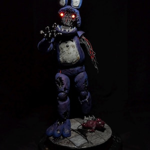 Figura de Bonnie de Five Nights at Freddy's de 30 cm – Estatua de resina pintada a mano – Ojos LED – Base de terror personalizada – Coleccionable de FNAF