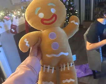 Peluche de pan de jengibre, adorable peluche de galleta de dibujos animados, suave muñeco de peluche kawaii, divertido regalo navideño para niños y coleccionistas.