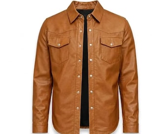 Herren Lederjacke | Snap Button Western Häuschen 4 Farben | Trucker Geschenk ihn