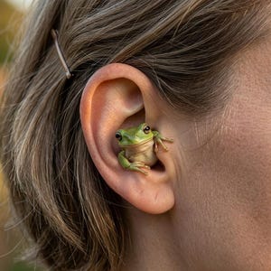 3D Frog Wireless Bluetooth Earbuds with Charging Case, Quiet Frog Sleep Earplugs for Noise Reduction, Quirky Animal Earphones Gift for Her