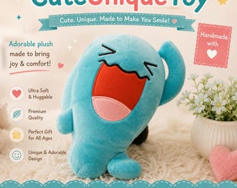 Cute Wobbuffet Style Plush | Blue Anime Monster Plush Toy | Kawaii Collector Gift