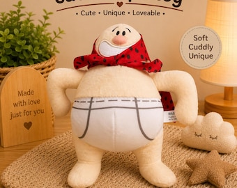 Captain Underpants Plush Toy – Soft Stuffed Cartoon Hero Doll with Red Cape, Funny Superhero Character Gift for Kids
