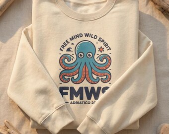 Felpa da surf FMWS Wild Break Octopus: girocollo costiero con vibrazioni dell'Oceano Adriatico