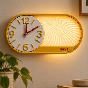 Ei!! Luminária de Relógio – Relógio de Parede Retrô com Luz Ambiente Aconchegante e Controle Remoto