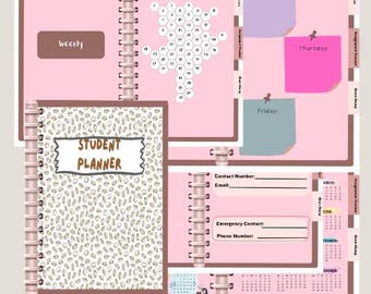 Mocca Pink Digitaler Studenten-Planer | Undatiert GoodNotes Planer | Monatlich Wöchentlich Täglich | Übungs- & Prüfungstracker