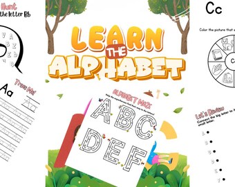 Lerne das Alphabet A - Z | Vorschul-ABC-Ablauf- und Schreibübungs-Arbeitsblätter