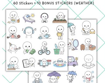 Alltag Digitale Planer Aufkleber, Tagesablauf, Wetter Symbole (Digitaler Download)